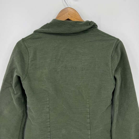 Lucky Brand Cardigan Sweater Women's M Olive Green Vtg Y2K Solid Wrap Pockets - Picture 7 of 8